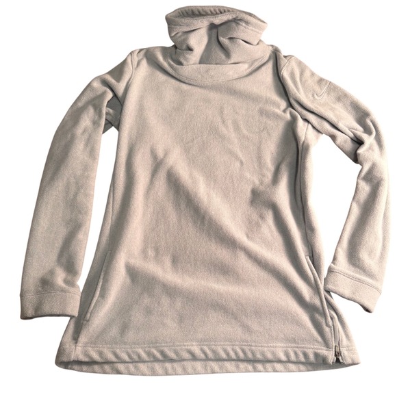 Nike Therma Women's‎ Tunic Training Fleece Top Pullover Gray Long Sleeve Medium - Picture 2 of 8